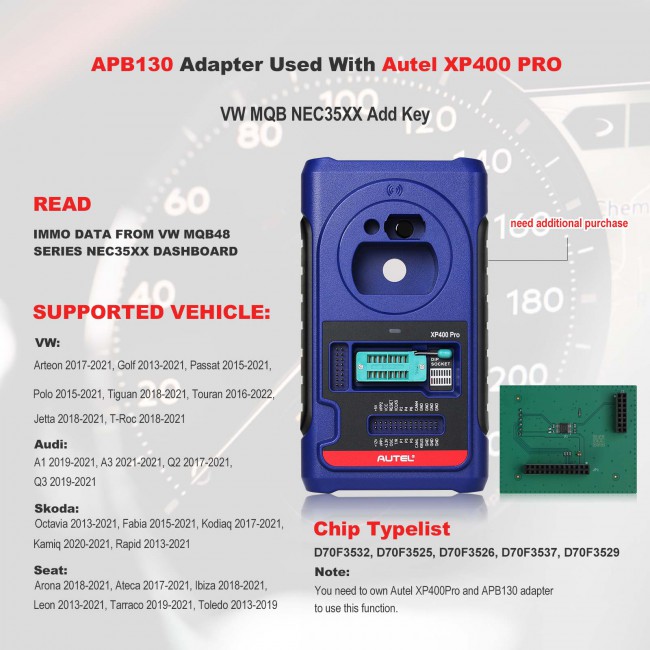 AUTEL APB130 with XP400 Pro Add Key for VW MQB NEC35XX
