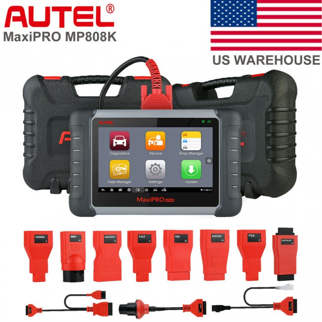 Autel MaxiPro MP808K MP808S Kit Full System Diagnostic Tool with Complete OBDI Adapters Support FCA AutoAuth