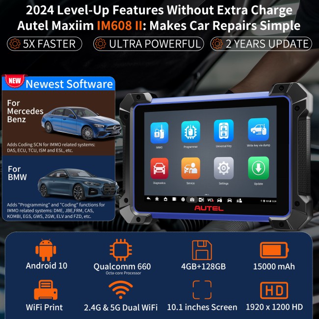 2024 Autel MaxiIM IM608 II Automotive All-In-One Key Programming Tool with Free IMKPA G-Box3 APB112 2pc of Smart Key Watches
