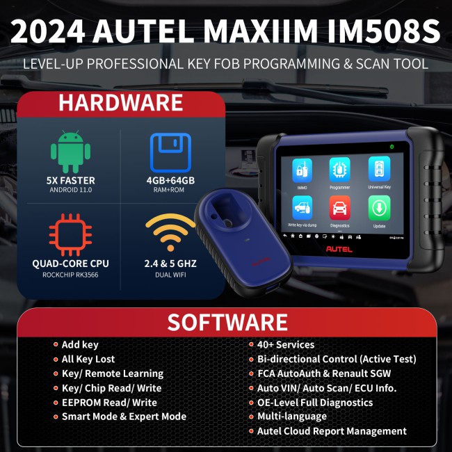 2024 Autel MaxiIM IM508 II IM508S Advanced IMMO and Key Programmer (No Area Restriction) with APB112 G-BOX3