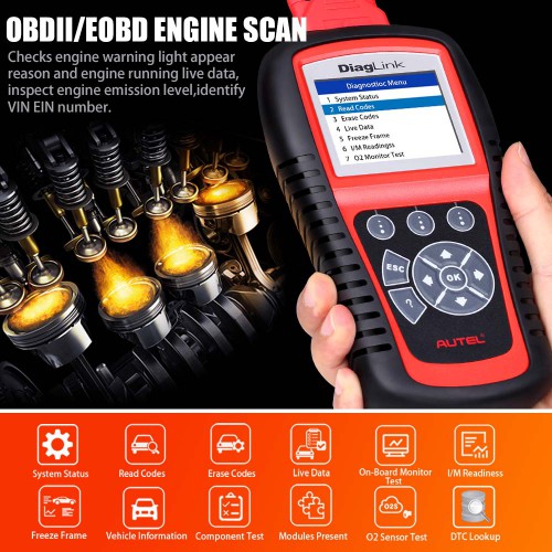 100% Original Autel Diaglink OBD2 Scanner Car Diagnostic Code Reader Full Systems DIY Version of MD802