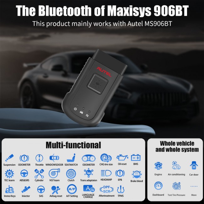 [10th Anniversary Sale] [Ship from US] Autel MaxiSYS-VCI 100 Compact Bluetooth Vehicle Communication Interface MaxiVCI V100 for Autel Maxisys Tablet