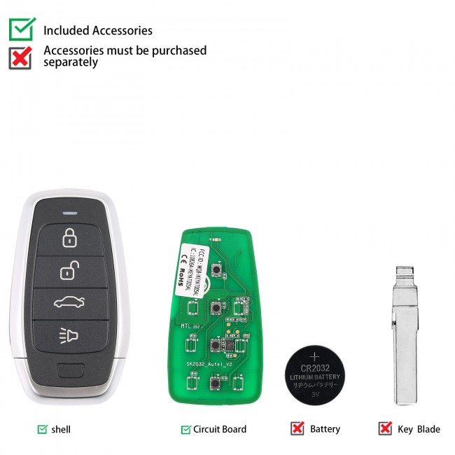 AUTEL IKEYAT004CL Independent 4 Button Universal Smart Key - Trunk 10pcs/lot