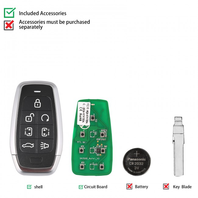 AUTEL IKEYAT007AL Independent 7 Buttons Key 5pcs/lot
