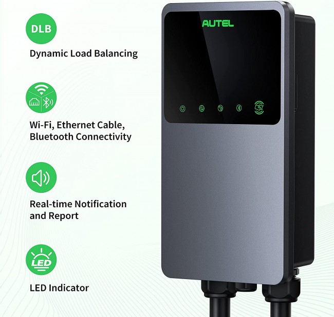 AUTEL MaxiCharger AC Wallbox Home 40A - NEMA 14-50 - EV Charger With Separate Holster