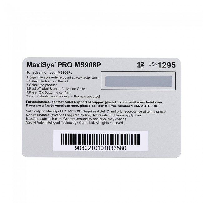Original Autel Maxisys MS908P / MS908S Pro / MaxiSYS ADAS One Year Update Service