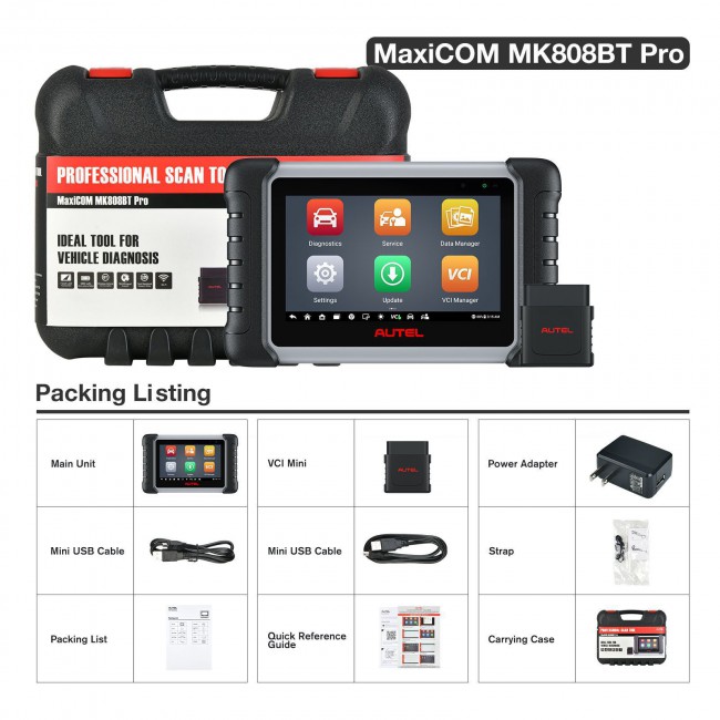 Autel MaxiCOM MK808BT PRO Car Diagnostic Scan Tool, Active Tests & Bi-Directional Control Scanner 37+ Services FCA AutoAuth Wireless Diagnosis