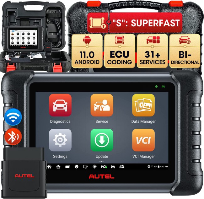 [Multi-Language] AUTEL MaxiDAS DS808S-BT Android 11 Tablet All Systems Diagnostic Scanner with VCI Mini 31+ Service FCA ECU Coding as MS906 Pro