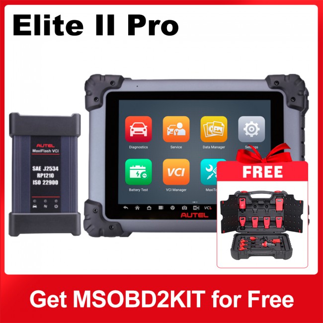 Multi-language Autel MaxiSys Elite II Pro 9.7'' Android 10 Diagnostic Tablet with MaxiFlash VCI  with MSOBD2KIT Non-OBDII Adapters