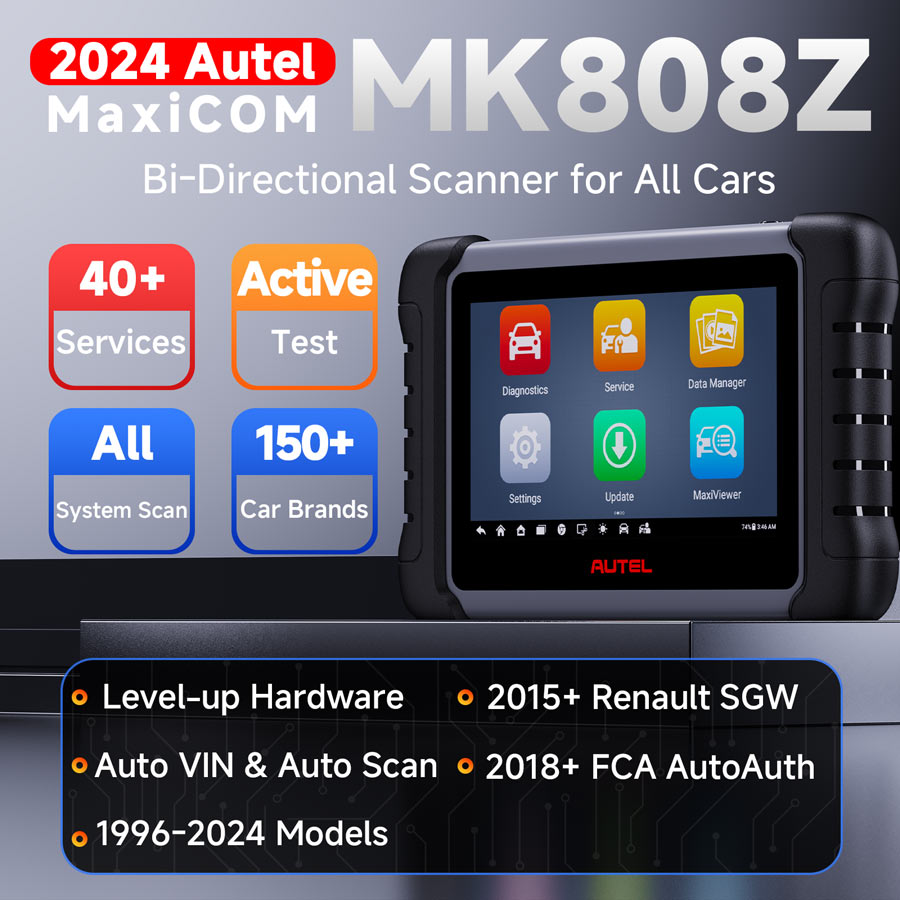 2024 Autel MK808BT PRO (Autel MK808Z-BT) With Free Autel MaxiVideo MV108  Support FCA AutoAuth