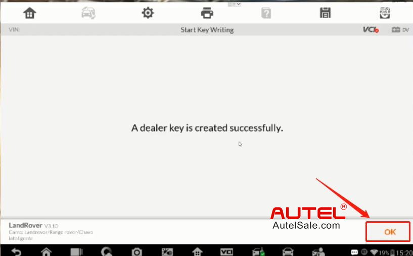 A dealer key is created successfully.