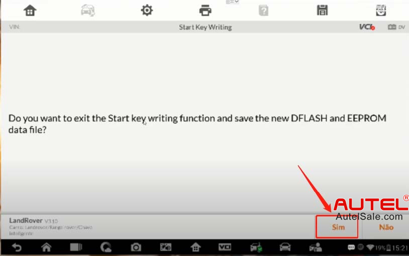 Do you want to exit the Start key writing function and save the new 

DFLASH and EEPROM dat file?