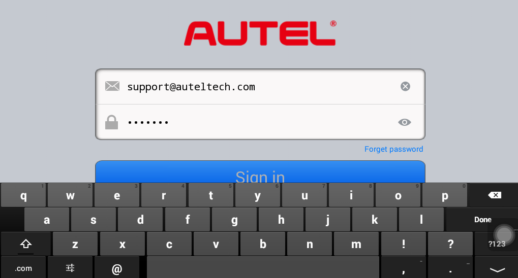 Sign in with Autel ID and password
